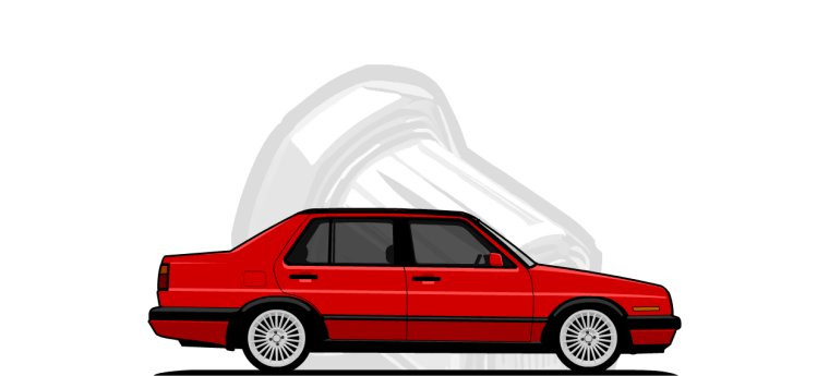 Volkswagen Jetta original content side profile illustration