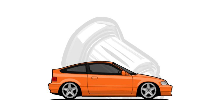 Honda CRX original content side profile illustration