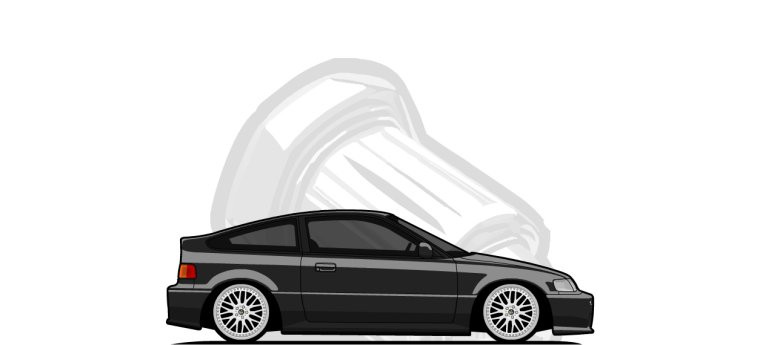 Honda  CRX original content side profile illustration