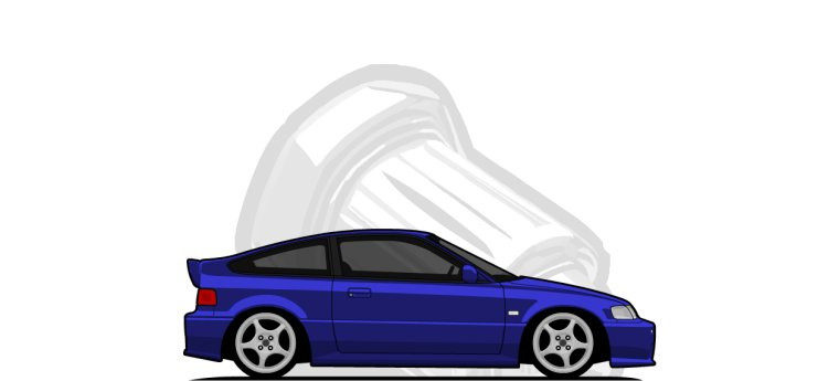 Honda CRX original content side profile illustration