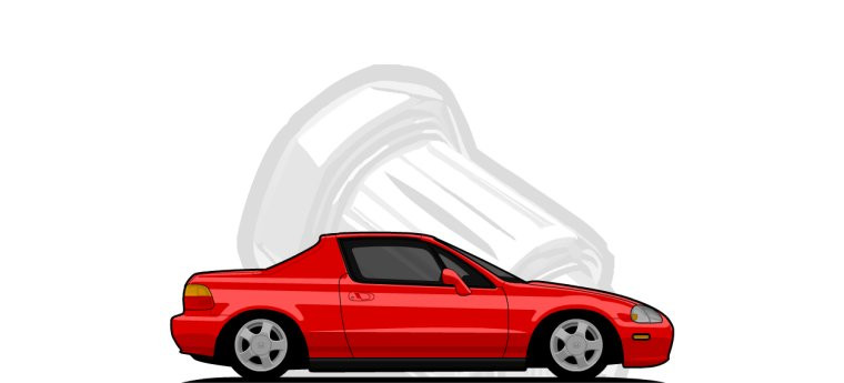 Honda Del Sol original content side profile illustration