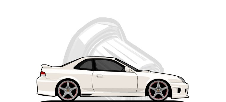 Honda  Prelude original content side profile illustration