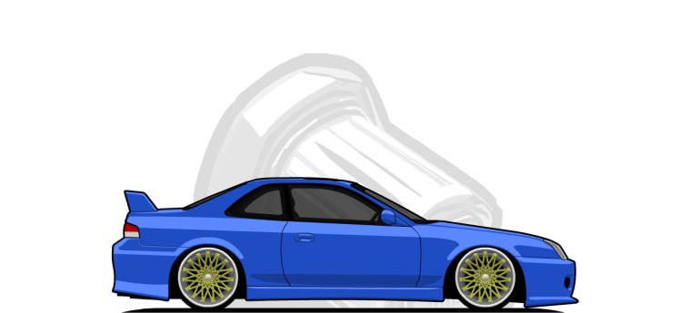 Honda  Prelude original content side profile illustration