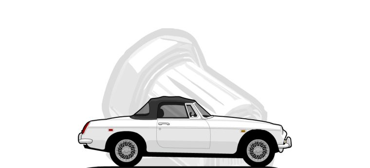 British Motors MGB original content side profile illustration
