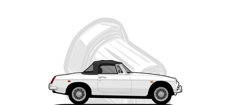 British Motors  MGB original content side profile illustration