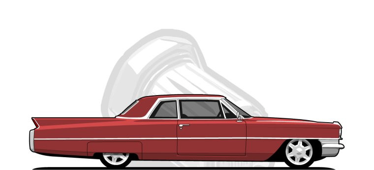 Cadillac Coupe DeVille original content side profile illustration