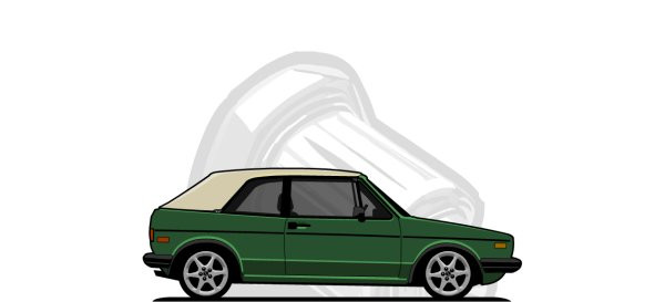 Volkswagen Rabbit original content side profile illustration