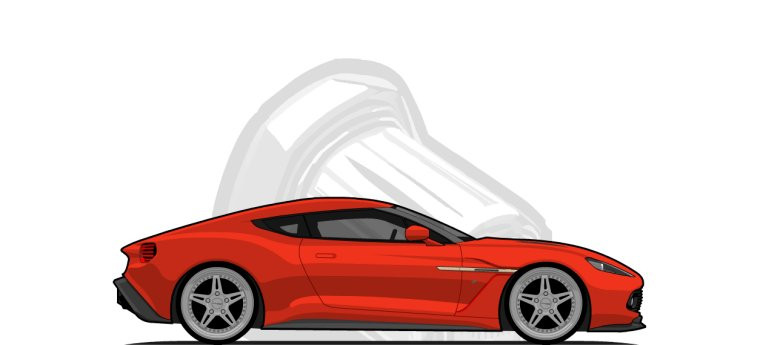 Aston Martin Vanquish Zagato original content side profile illustration