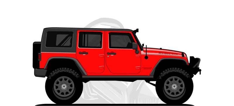 Jeep Wrangler original content side profile illustration