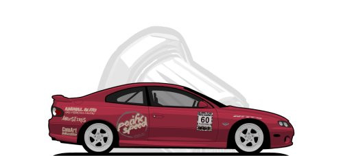 Pontiac GTO original content side profile illustration