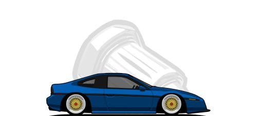 Pontiac Fiero original content side profile illustration