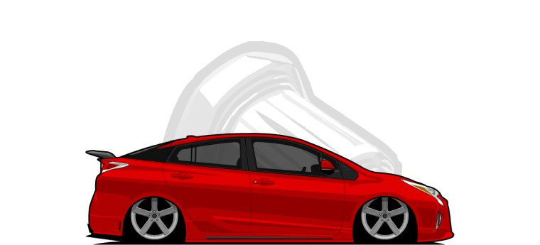 Toyota  Prius original content side profile illustration