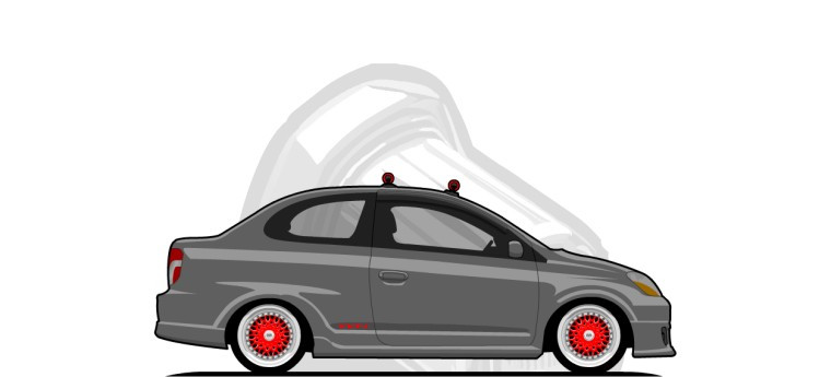 Toyota  ECHO original content side profile illustration