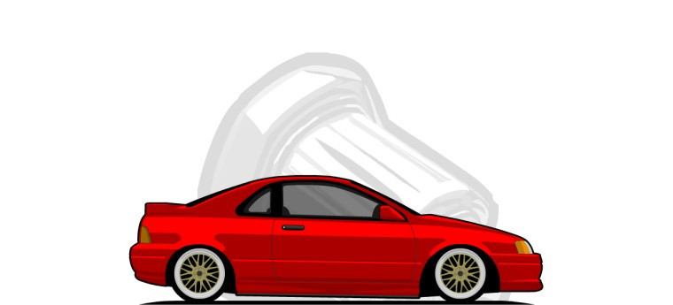 Toyota  Paseo original content side profile illustration