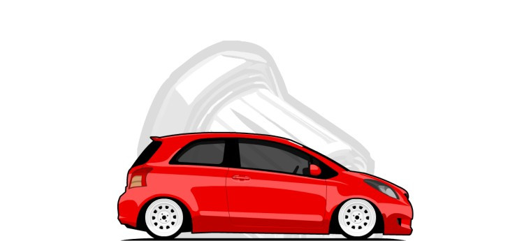 Toyota  Yaris original content side profile illustration