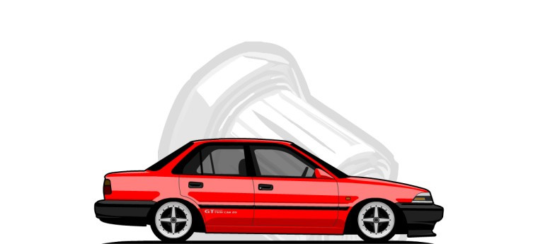 Toyota  Corolla original content side profile illustration