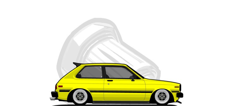 Toyota  Starlet original content side profile illustration