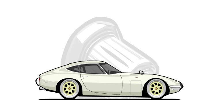 Toyota  2000GT original content side profile illustration