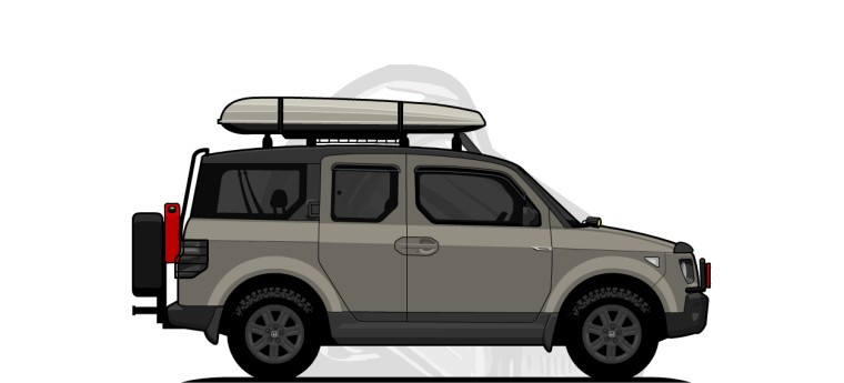 Honda  Element original content side profile illustration