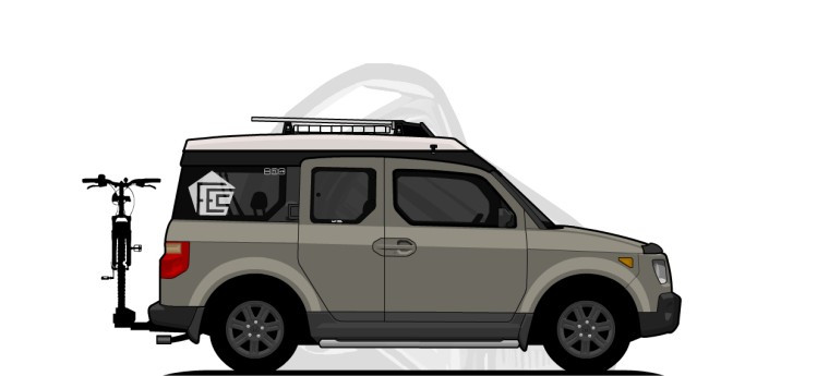 Honda  Element original content side profile illustration