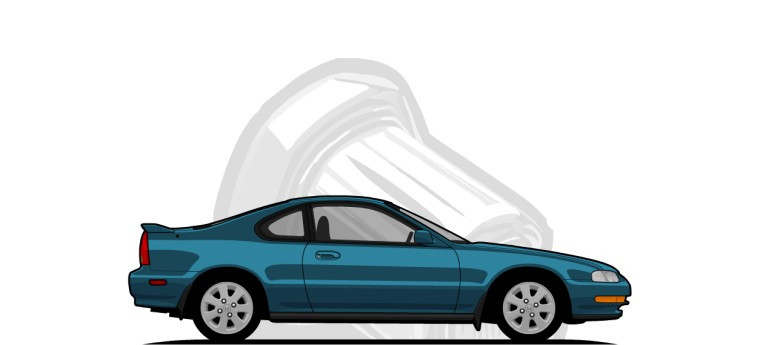 Honda  Prelude original content side profile illustration