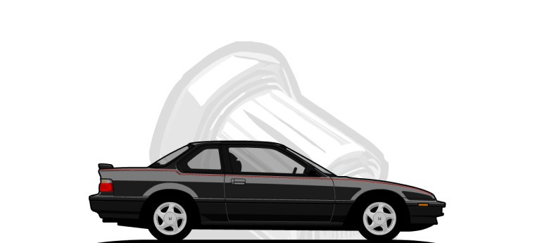 Honda  Prelude original content side profile illustration