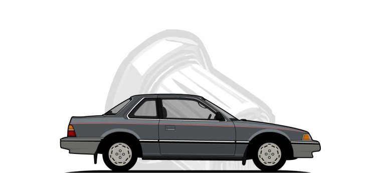 Honda  Prelude original content side profile illustration