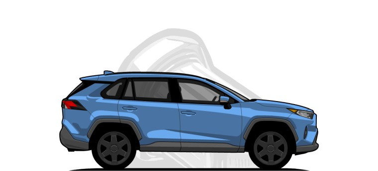 Toyota  RAV4 original content side profile illustration