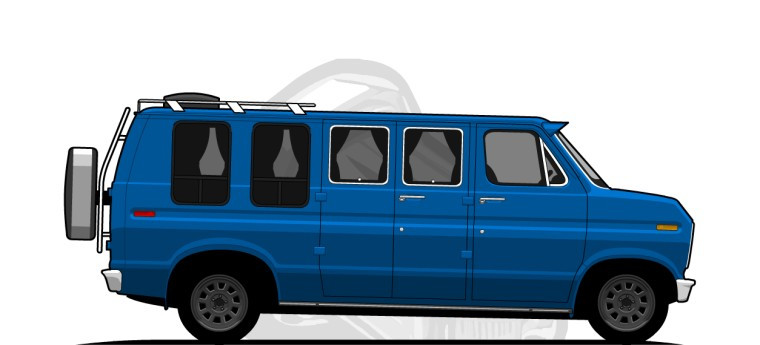 Ford  Econoline original content side profile illustration